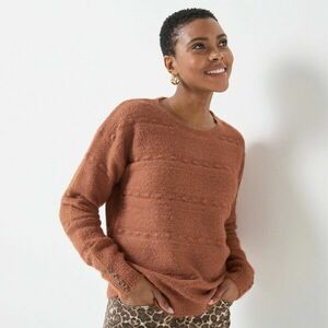 Kerek nyakú pulóver, bolyhos kötésű anyagból kép