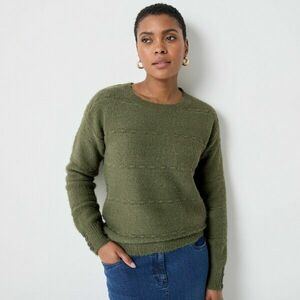 Kerek nyakú pulóver, bolyhos kötésű anyagból kép