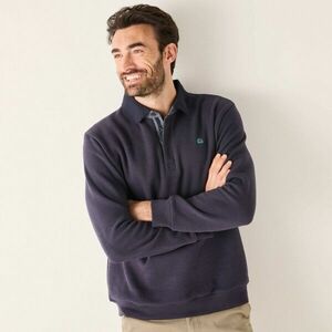 Meleg pulóver pólógallérral és hímzéssel az elején kép