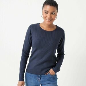 Bordázott, kerek nyakú pulóver kép