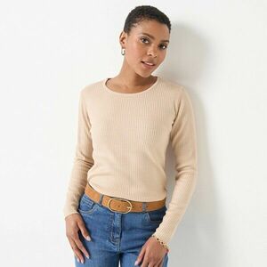 Bordázott, kerek nyakú pulóver kép