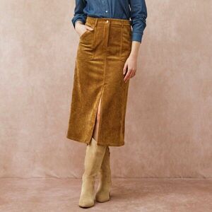 Midi szoknya zsebekkel és elöl hasítékkal, kordbársony kép