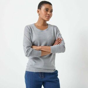 Egyszínű, kerek nyakú pulóver kép