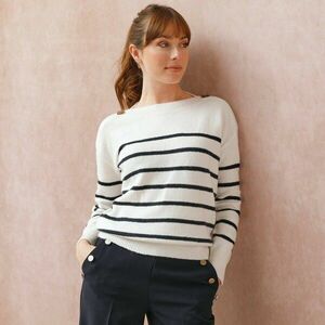 Csónaknyakú pulóver, csíkos kép