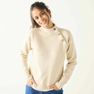 Pulóver állógallérral és gombokkal kép