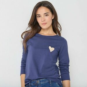 Egyszínű hosszú ujjú póló szívecske mintával kép