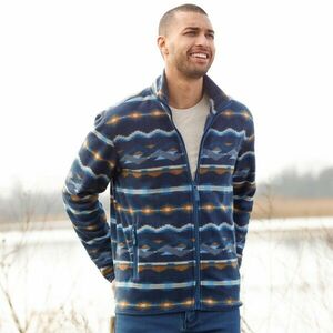 Cipzáras pulóver bolyhosodásmentes mikropolár anyagból, színes mintával kép