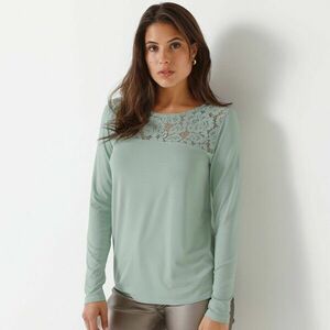 Kerek nyakú, hosszú ujjú és csipkés póló kép