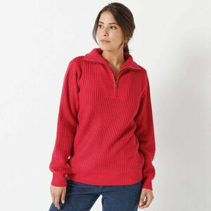 Cipzáras állógalléros pulóver, sima mintával kép