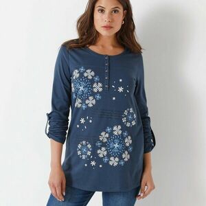 Tunika gombos nyakkivágással és mintával kép