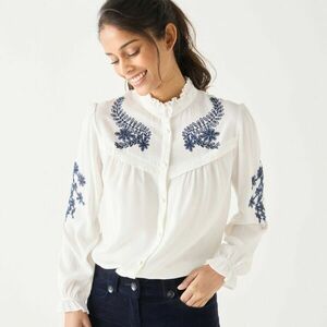 Blúz fodros és hímzett mintával kép