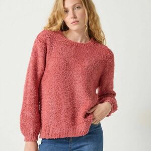 Hosszú ujjú, leengedett vállú buklé pulóver kép