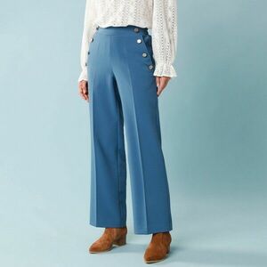 Bő nadrág magas derekú és díszes gombokkal, karcsú alakért kép