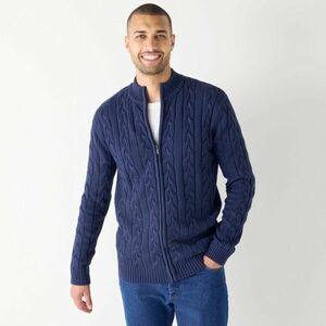 Cipzáras, állógalléros pulóver kábelmintával kép