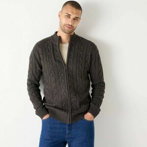 Cipzáras, állógalléros pulóver kábelmintával kép