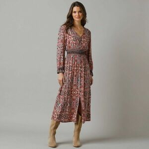 Hosszú ruha mintával és gombokkal kép