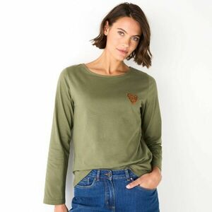 Egyszínű, hosszú ujjú póló szív alakú felvarróval kép