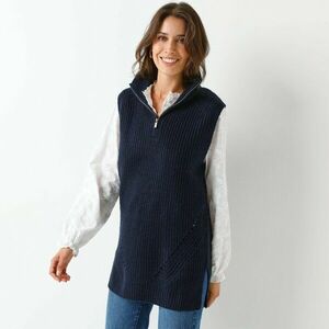 Hosszú, állógalléros, cipzáras mellény kép