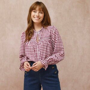 Ráncos blúz, volánokkal és vichy kockás mintával kép