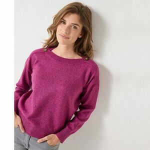 Egyszínű pulóver csónaknyakkivágással és gombokkal a vállán kép