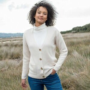 Bordázott V-nyakú pulóver kép