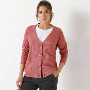 Bordázott V-nyakú pulóver kép