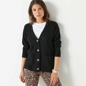 Bordázott V-nyakú pulóver kép