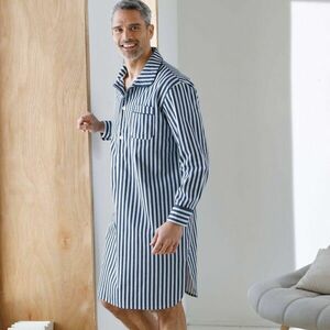 Csíkos pizsama ing, pamut flanel kép