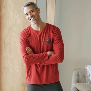 Pizsama póló mellkasi mintával és hosszú ujjakkal kép