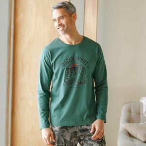 Pizsamafelső középen nyomtatott mintával és hosszú ujjakkal kép