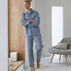 Csíkos pamut flanel pizsama kép