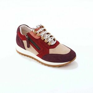 Bőr fűzős tornacipő cipzárral és színes betétekkel kép