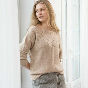 Kerek nyakú pulóver gyöngymintával kép