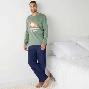 Pamut pizsama szöveges mintával, hozzá illő táskával együtt kép