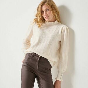 Állógalléros és fodros pulóver kép