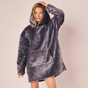 Meleg maxi pulóver kapucnival és sherpa béléssel kép