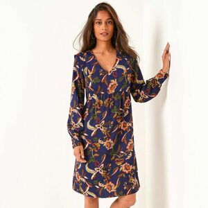 Nyomott, trapéz mintás, bővülő ruha kép