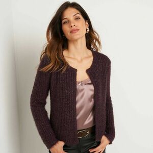 Kötött pulóver bolyhos és fémes szálakkal kép