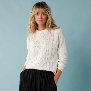 Fonott mintás, strasszos pulóver, kisebb alakra kép