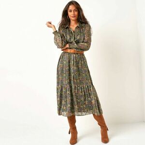 Hosszú, voile ruha mintával és fémes szálakkal kép