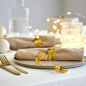 4 darabos szalvétagyűrű készlet levél motívummal kép