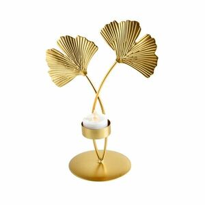 Arany gyertyatartó ginkgo levél motívummal kép