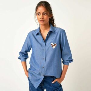 Chambray ingblúz szívecskés hímzéssel kép