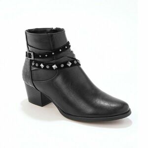 Magassarkú bokacsizma 2 anyagból kép