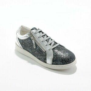 Bőr tornacipő cipzárral és virágmintával kép