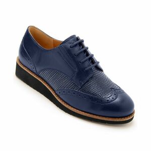 Bőr derbies ék alakú sarokkal, kék kép