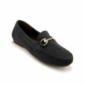 Széles bársony bőr papucs, bijou szegéllyel, tengerészkék kép