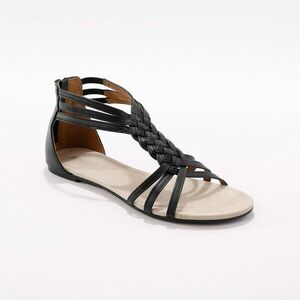 Szandál fonott pántokkal, fekete kép