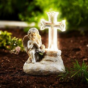 Angyal LED napelemes kereszttel kép