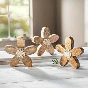 Fa dekoráció Virág, 3 db-os szett kép